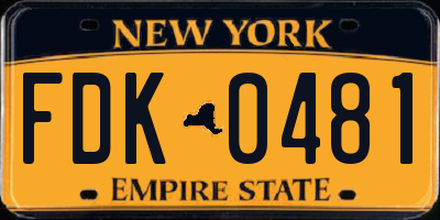 NY license plate FDK0481