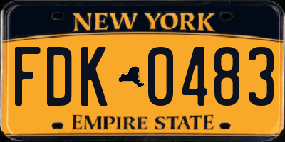 NY license plate FDK0483