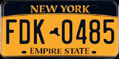 NY license plate FDK0485
