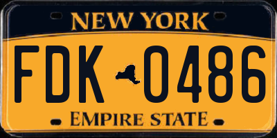 NY license plate FDK0486