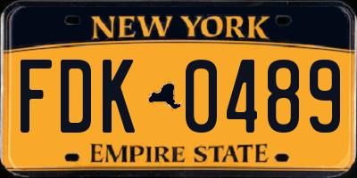 NY license plate FDK0489