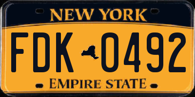 NY license plate FDK0492