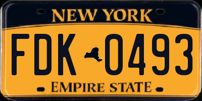 NY license plate FDK0493