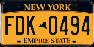 NY license plate FDK0494