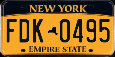 NY license plate FDK0495