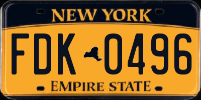 NY license plate FDK0496