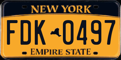 NY license plate FDK0497