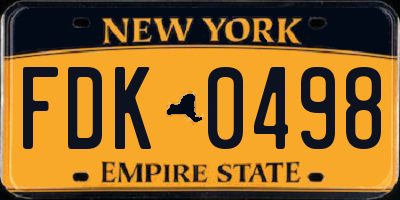 NY license plate FDK0498