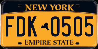 NY license plate FDK0505