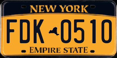NY license plate FDK0510