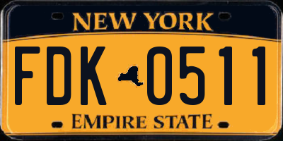 NY license plate FDK0511