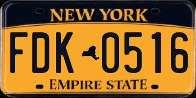 NY license plate FDK0516