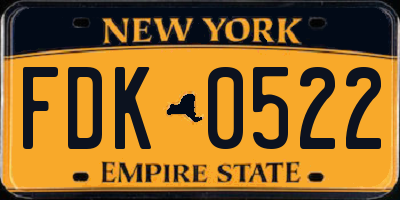 NY license plate FDK0522