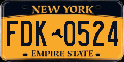 NY license plate FDK0524