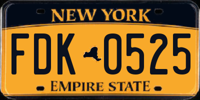 NY license plate FDK0525