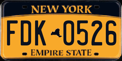 NY license plate FDK0526