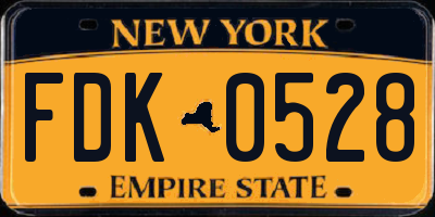 NY license plate FDK0528