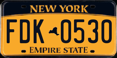 NY license plate FDK0530