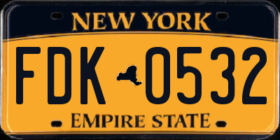 NY license plate FDK0532