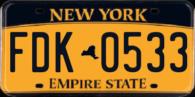 NY license plate FDK0533