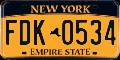 NY license plate FDK0534