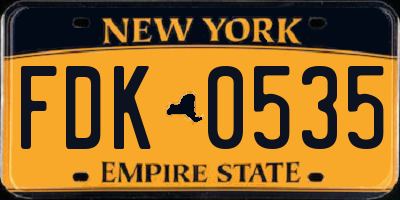 NY license plate FDK0535
