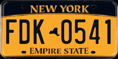 NY license plate FDK0541