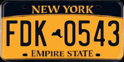 NY license plate FDK0543
