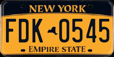 NY license plate FDK0545