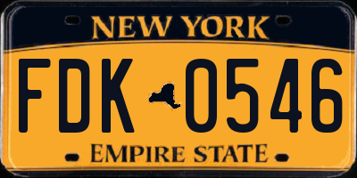 NY license plate FDK0546
