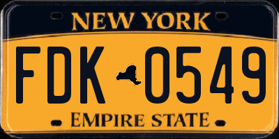 NY license plate FDK0549