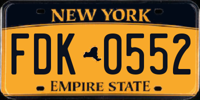 NY license plate FDK0552