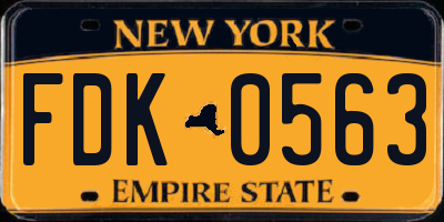 NY license plate FDK0563