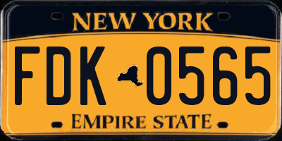 NY license plate FDK0565