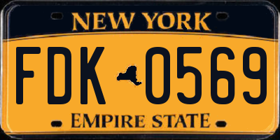 NY license plate FDK0569