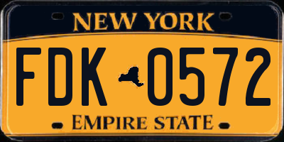 NY license plate FDK0572
