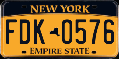 NY license plate FDK0576