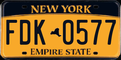 NY license plate FDK0577