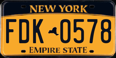 NY license plate FDK0578