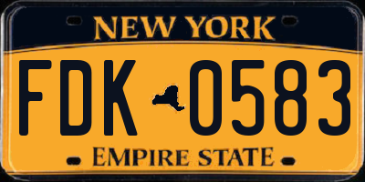 NY license plate FDK0583