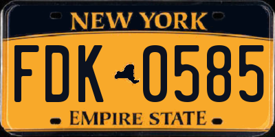 NY license plate FDK0585