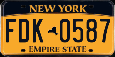 NY license plate FDK0587