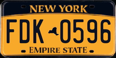 NY license plate FDK0596