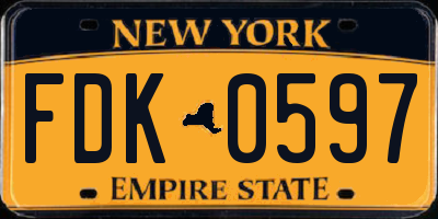 NY license plate FDK0597