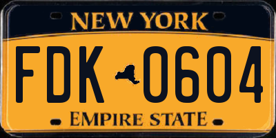 NY license plate FDK0604