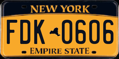 NY license plate FDK0606