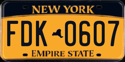 NY license plate FDK0607