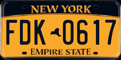 NY license plate FDK0617