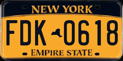 NY license plate FDK0618