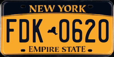 NY license plate FDK0620